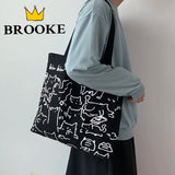 Women Canvas Shopping Bags Eco Reusable Foldable Shoulder Bag