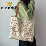 Women Canvas Shopping Bags Eco Reusable Foldable Shoulder Bag