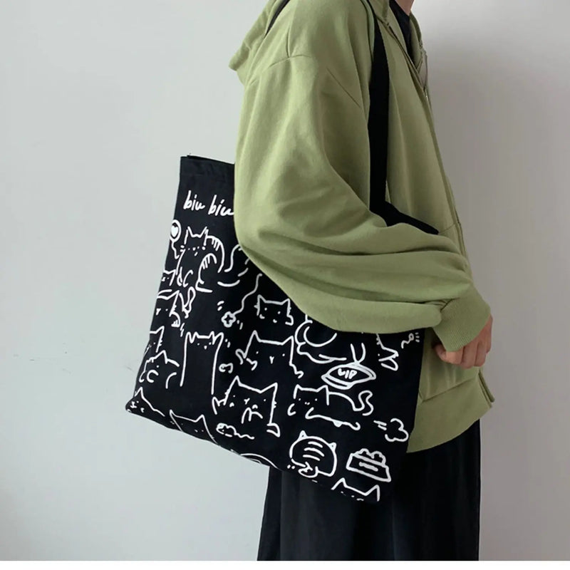 Women Canvas Shopping Bags Eco Reusable Foldable Shoulder Bag