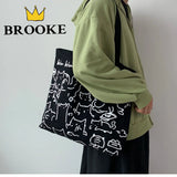 Women Canvas Shopping Bags Eco Reusable Foldable Shoulder Bag