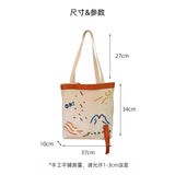 Embroidered Webbing Women Canvas Shoulder Bag Tote for Girls