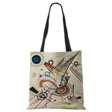 Women Canvas Shoulder Bag Abstract Casual Shopper Eco Reusable Storage Handbag