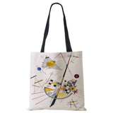Women Canvas Shoulder Bag Abstract Casual Shopper Eco Reusable Storage Handbag