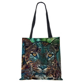 Women Canvas Shoulder Bag Animal Abstract Eco Reusable Foldable Harajuku Tote
