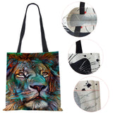 Women Canvas Shoulder Bag Animal Abstract Eco Reusable Foldable Harajuku Tote