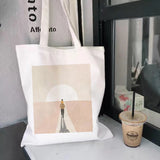 Women Canvas Shoulder Bag Art Print Shopping Bag Handbag Tote for Girls