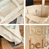 Women Canvas Shoulder Bag Beloved Embroidery Shopping Bag Girls Handbag