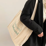 Beloved Embroidery Canvas Shoulder Bag for Women Daily Shopping
