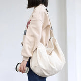 Canvas Shoulder Bag Casual Crossbody Solid Zipper Handbag Shopping Tote