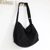 Canvas Shoulder Bag Casual Crossbody Solid Zipper Handbag Shopping Tote