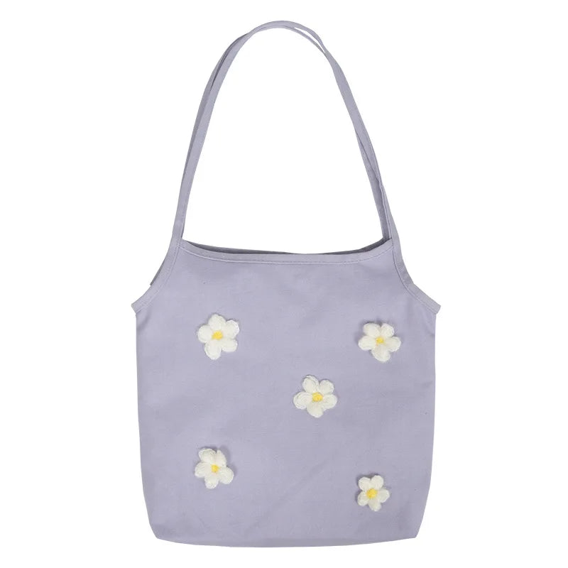 Lovely Flower Canvas Shoulder Bag for Women