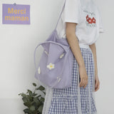 Lovely Flower Canvas Shoulder Bag for Women