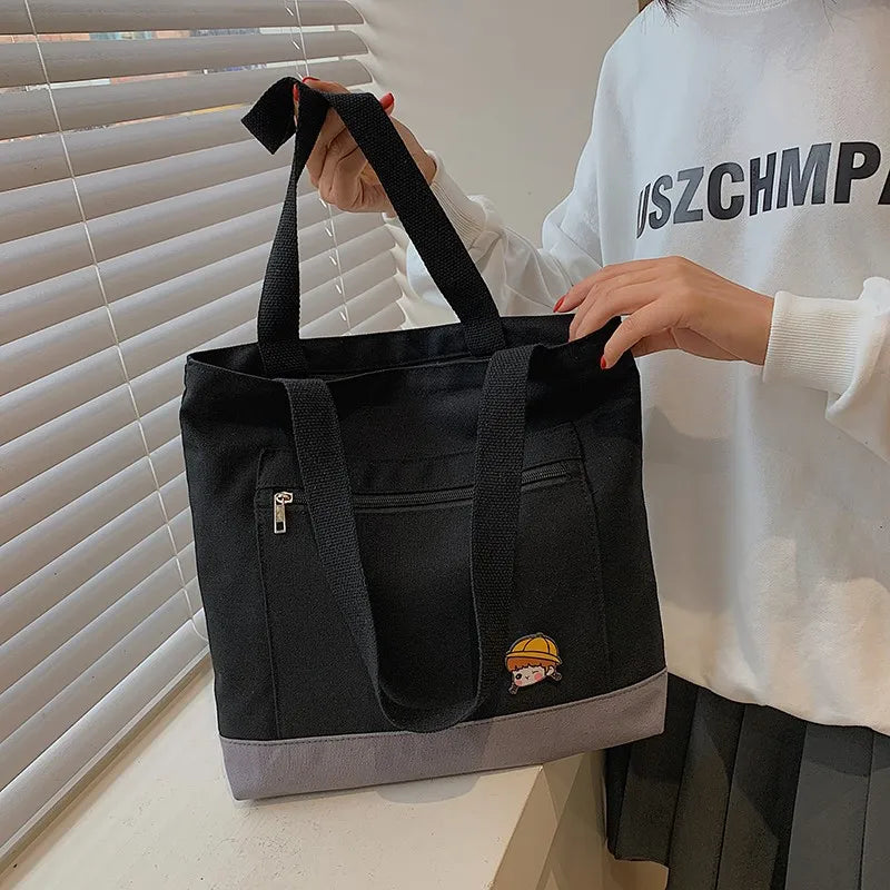 Canvas Shoulder Bag Women Shopping Tote Thick Cotton Handbag Casual Underarm Bag