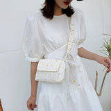 Women Canvas Shoulder Bag Daisy Print Messenger Bag