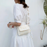 Women Canvas Shoulder Bag Daisy Print Messenger Bag