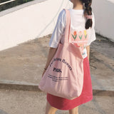 Embroidered Canvas Shoulder Bag for Women