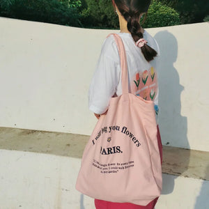 Embroidered Canvas Shoulder Bag for Women