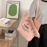 Embroidered Canvas Shoulder Bag for Daily Shopping Girls
