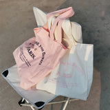 Embroidered Canvas Shoulder Bag for Daily Shopping and School