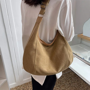 Women Canvas Shoulder Bag Female Retro Crossbody Bag Thick Cloth Ladies Handbag