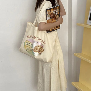 Canvas Shopping Bag for Women, Eco-Friendly Grocery Tote Handbag