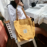 Women Canvas Shoulder Bag Ladies Corduroy Tote Soft Crossbody Bags