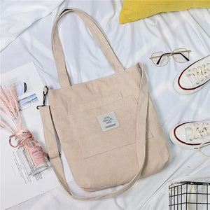 Soft Corduroy Canvas Shoulder Bag for Women