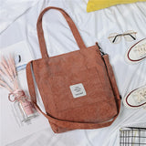Canvas Shoulder Bag Corduroy Tote Soft Crossbody