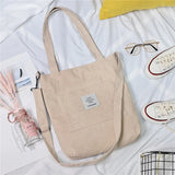 Women Canvas Shoulder Bag Ladies Corduroy Tote Soft Crossbody Bags