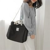 Women Canvas Shoulder Bag Corduroy Tote Soft Crossbody Bag Striped Cloth Handbag