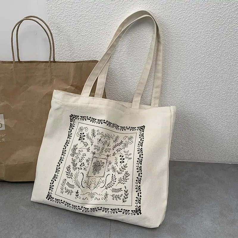 Women Canvas Shoulder Bag Casual Handbag Tote Bag Large Capacity