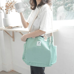 Large Capacity Women Canvas Shoulder Bag Crossbody Tote Handbag for Girls
