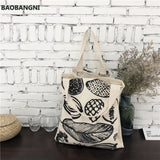 Leaf Print Canvas Shoulder Bag Large Capacity Shopping Handbag