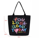 Canvas Shoulder Bag Letter Graffiti Casual Handbag Tote Bag