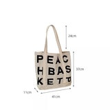 Women Canvas Shoulder Bag Letter Printing Ladies Casual Handbag Tote Bag