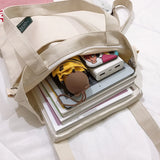 Women Canvas Shoulder Bag Letter Printing Cotton Cloth Handbags Tote Books Bag