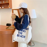 Women Canvas Shoulder Bag Letter Printing Daily Shopping Bag Handbag Totes