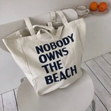 Women Canvas Shoulder Bag Letter Printing Daily Shopping Bag Handbag Totes