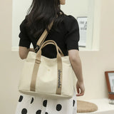 London Books Print Canvas Shoulder Bag Women Casual Handbag Tote Beach Shopping
