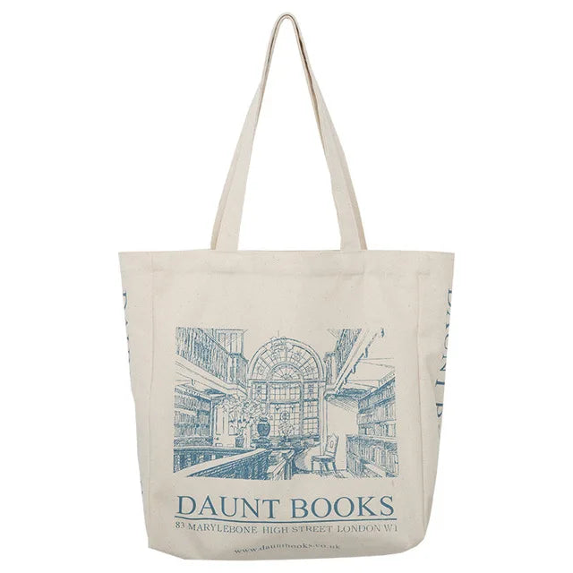Women Canvas Shoulder Bag London Daunt Books Daily Shopping Bags Students