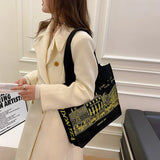 Canvas Shoulder Bag London Tea Shopping Bags Book Bag Large Capacity