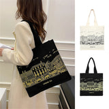 Canvas Shoulder Bag London Tea Shopping Bags Book Bag Large Capacity