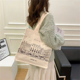 Canvas Shoulder Bag London Tea Shopping Bags Book Bag Large Capacity