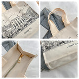 Canvas Shoulder Bag London Tea Shopping Bags Book Bag Large Capacity