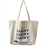 Luckey Print Canvas Shoulder Bag for Women, Large Grocery Tote Handbag