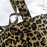 Leopard Print Canvas Shoulder Bag for Women Girls