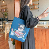 Women Canvas Shoulder Bag Paint Casual Shopper Reusable Handbag