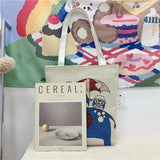 Women Canvas Shoulder Bag Paint Casual Shopper Reusable Handbag