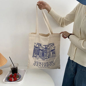Women Canvas Shoulder Bag Print Ladies Shopping Cotton Cloth