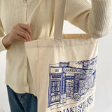 Women Canvas Shoulder Bag Print Ladies Shopping Cotton Cloth